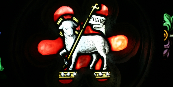 Agneau de Dieu Vitrail XIX transept sud Cathédrale Saint Etienne à SAINT-BRIEUC